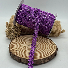 Оксамитова стрічка в'юнок 1см з люрексом фіолетовий