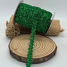 Оксамитова стрічка в'юнок 1см з люрексом зелений