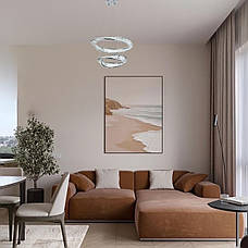 Люстра срібна/хром "CRYSTAL" арт-деко (99-L8812 (600+400) CH), фото 4