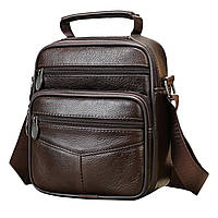 Мужская сумка через плечо Lorian с ручкой и плечевым ремнем из натуральной кожи кофейная LR 256107-coffee