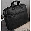 Чоловічий портфель Lorian із зовнішніми кишенями на блискавці з натуральної шкіри чорний LR 252019-black, фото 9