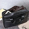 Чоловічий портфель Lorian із зовнішніми кишенями на блискавці з натуральної шкіри чорний LR 252019-black, фото 10