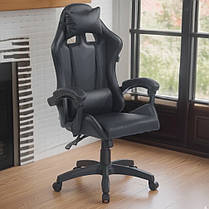 Крісло комп'ютерне геймерське Bonro BN-086 чорне екошкіра з регулюванням висоти та нахилу спинки для офісу, підлітка, школяра, фото 2