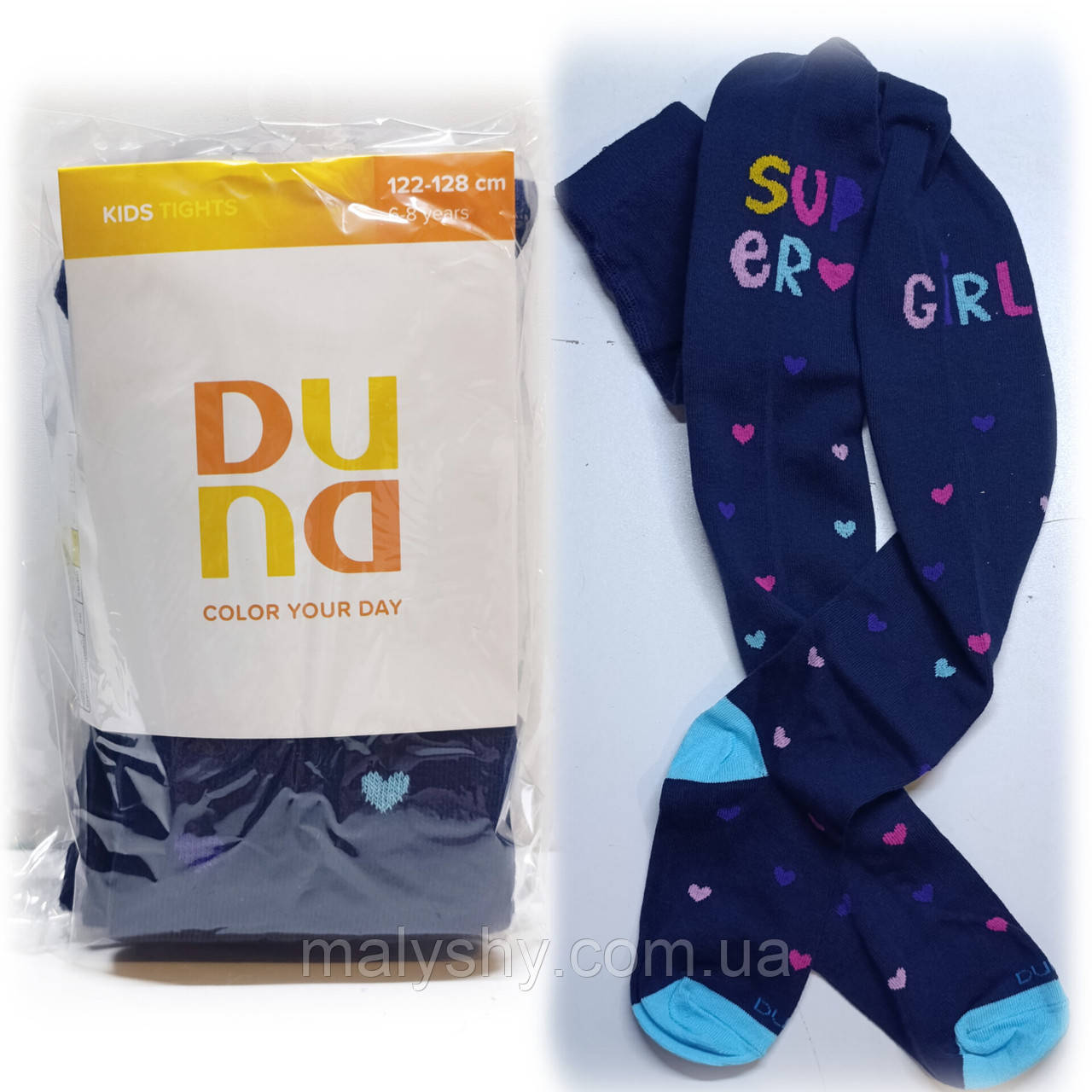 Колготки дитячі демісезонні  122-128, 60-64, 18-20 ТМ Duna "Дюна" 9064-2589-темно-синій / весна-осінь, фото 1