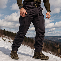Тактичні військові штани зимові soft shell чорні якісні бойові штани армійські на флісі зі щільного матеріалу