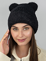 Шапка жіноча Коді чорний з вушками розмір 56-59