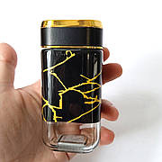 Баночка для спецій скляна, 120 мл, з кришкою, чорна з золотом
