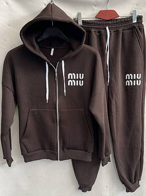 Теплий жіночий спортивний костюм на флісі пеньє норма на замку