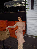 Женское красивое платье с открытыми плечами ангора рубчик 42-46