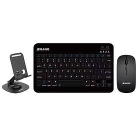 Бездротова клавіатура та миша Jeqang JB-986 з підставкою для телефона Чорна