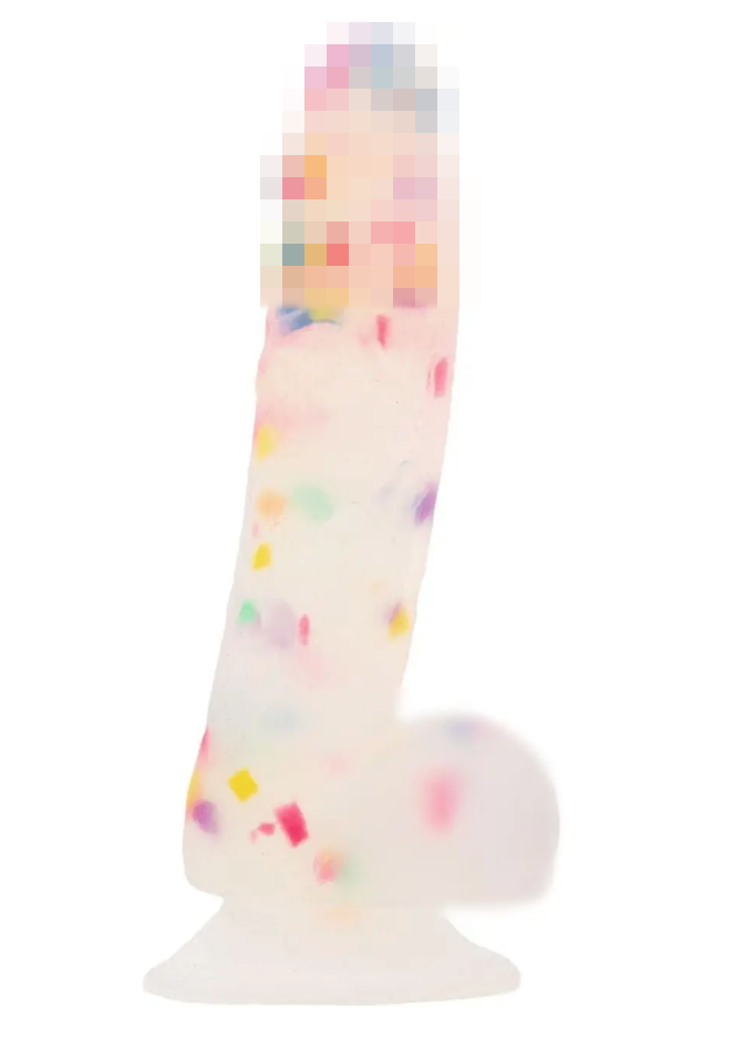 Фалоїмітатор з конфеті ADDICTION — PARTY MARTY — 7.5" — FROST&CONFETTI + вібропуля, 19х3,8 см., фото 1