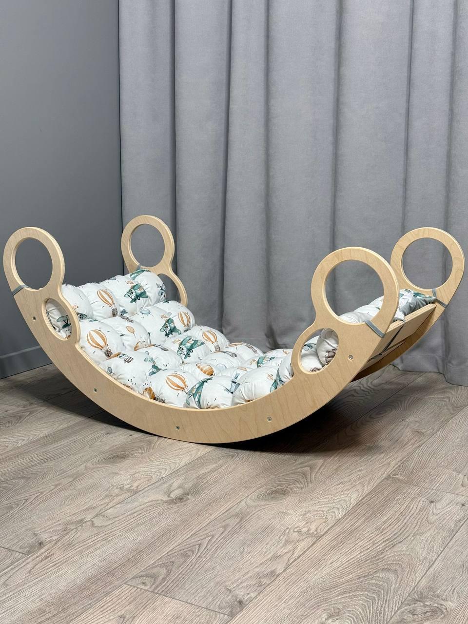 Дитяче ліжечко качалка з матрасиком 57 БОНБОН, дитяча качалка, качалка для дітей, балансир, дитяча гойдалка балансир, качалка, фото 1