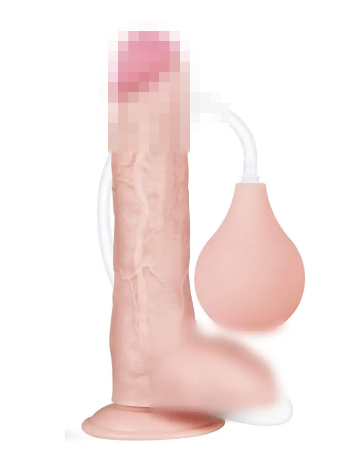 Фалоїмітатор із насінням Squirt Extreme Dildo Flesh 10", 25,5х4,8 см., фото 1