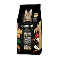 Сухой сбалансированный корм для стерилизованных кошек до 6 лет OWNAT ULTRA YOUNG STERILIZED (CAT) курица/индейка 1,5 кг
