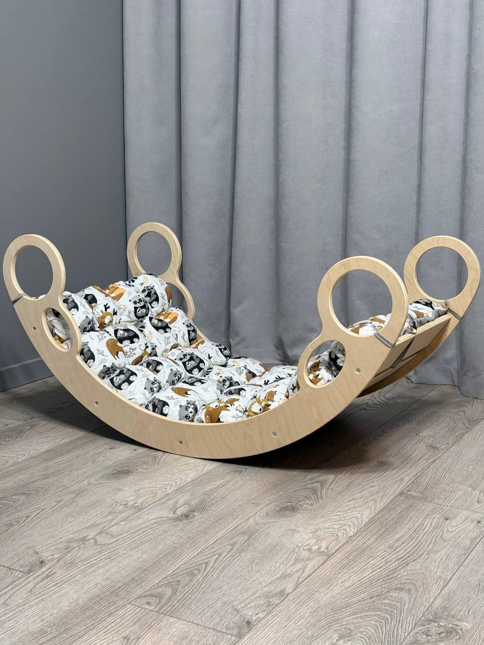 Дитяче ліжечко качалка з матрасиком 60 БОНБОН, дитяча качалка, качалка для дітей, балансир, дитяча гойдалка балансир, качалка, фото 1