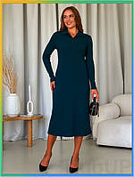 DU Платье-поло с длинным New Dub рукавом Merlini зеленое для женщин макси свободного кроя с воротничко TOK19\C