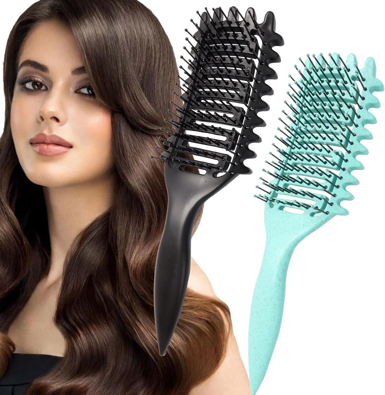 Набір щіток для кучерявого волосся. Щітка для розплутування та визначення локонів з м’якою щетиною та вентиляцією, фото 1