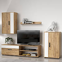 Модульна стінка під телевізор у вітальню з 2 шафами і тумбою 204 см завширшки з Ламінованого ДСП