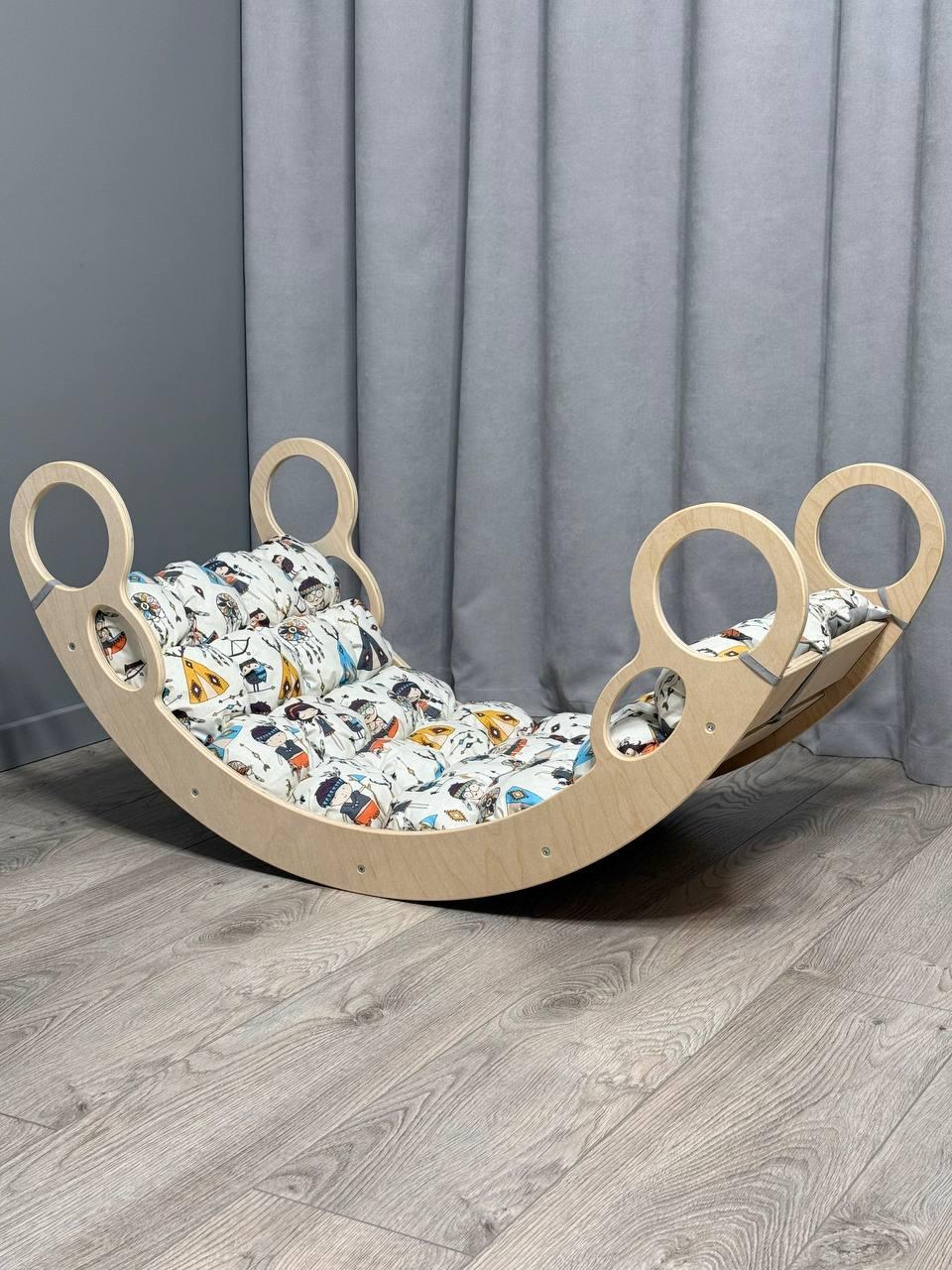 Дитяче ліжечко качалка з матрасиком 62 БОНБОН, дитяча качалка, качалка для дітей, балансир, дитяча гойдалка балансир, качалка, фото 1