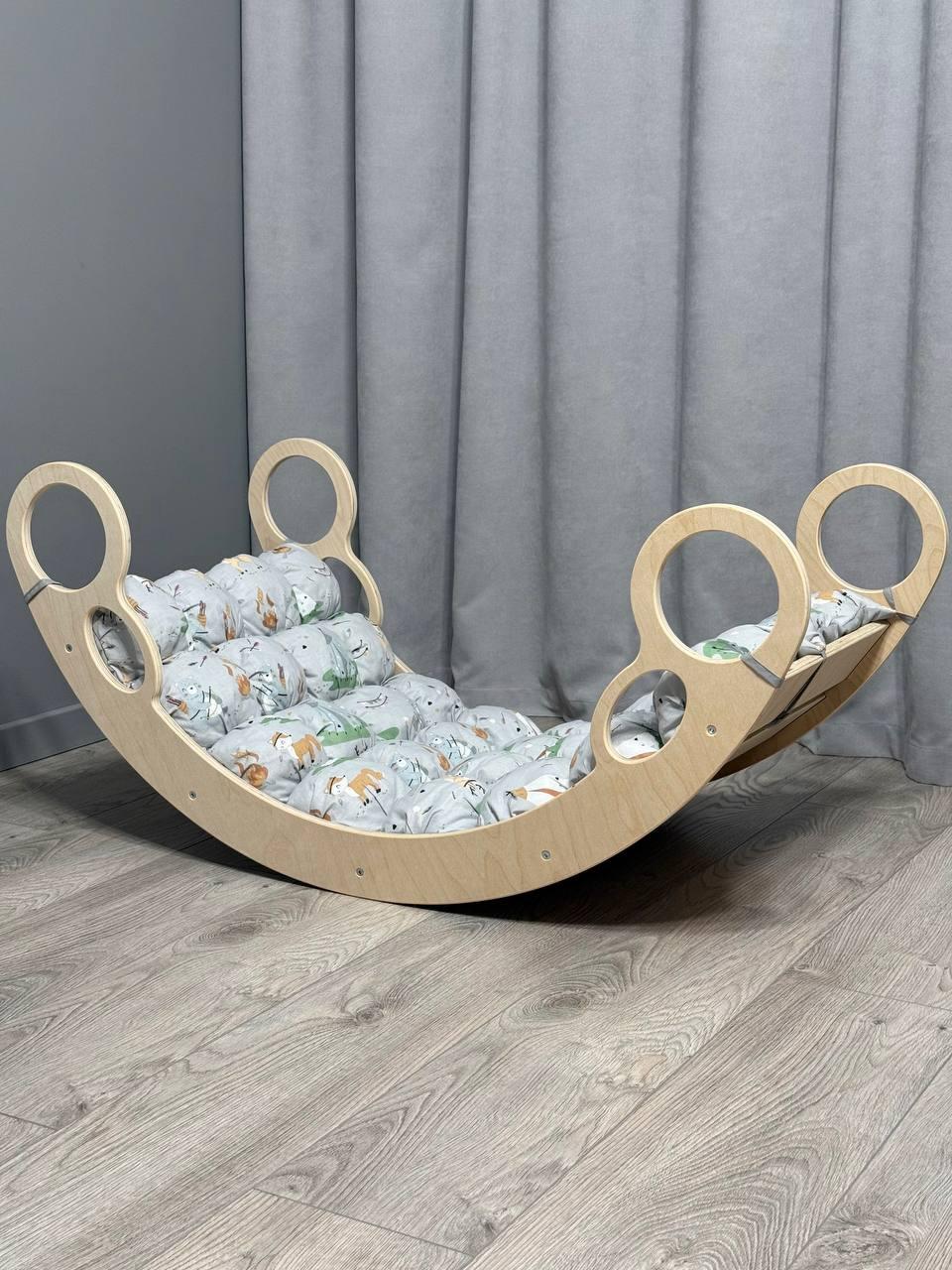 Дитяче ліжечко качалка з матрасиком 63 БОНБОН, дитяча качалка, качалка для дітей, балансир, дитяча гойдалка балансир, качалка, фото 1