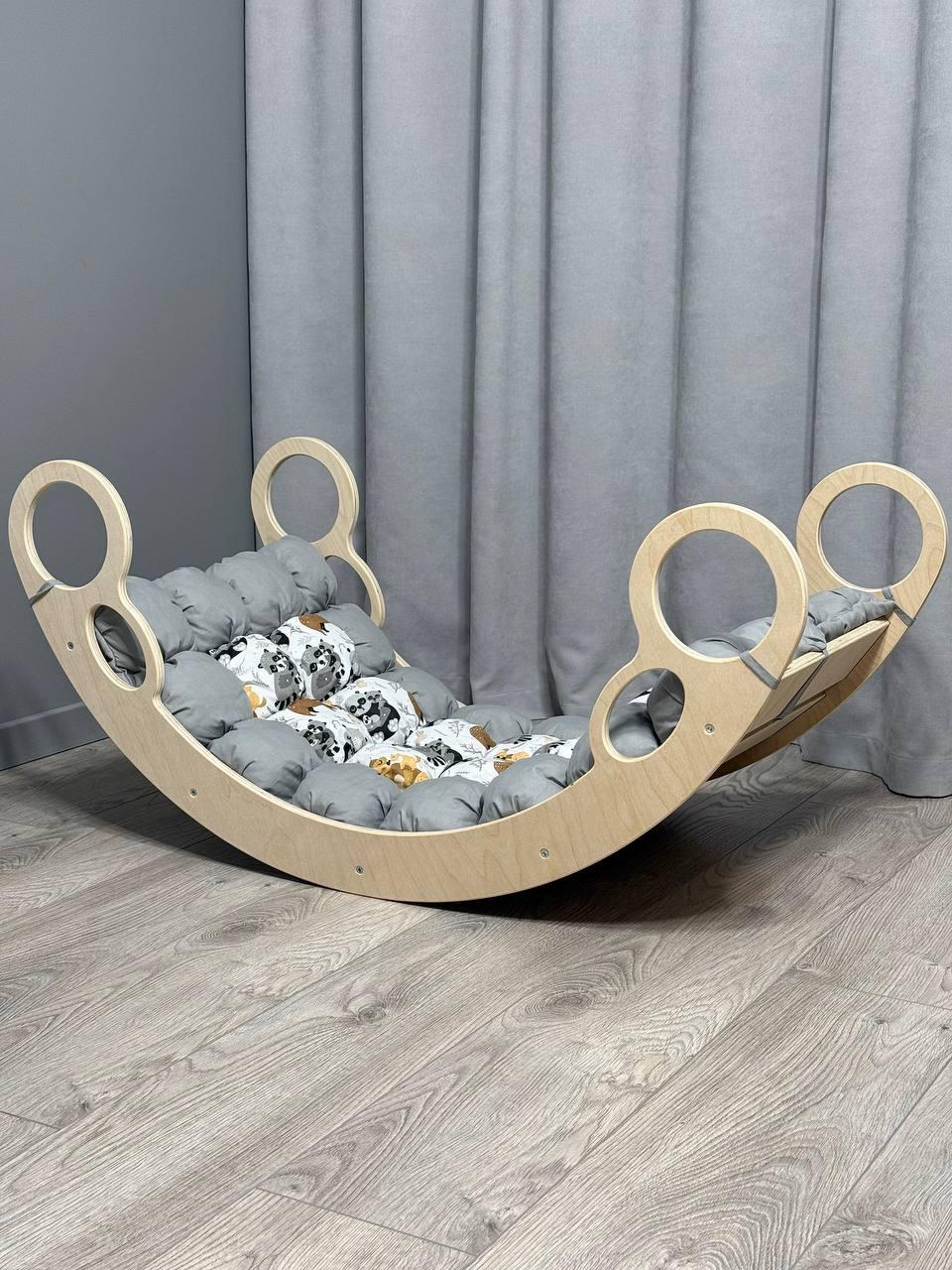 Дитяче ліжечко качалка з матрасиком 65 БОНБОН, дитяча качалка, качалка для дітей, балансир, дитяча гойдалка балансир, качалка, фото 1