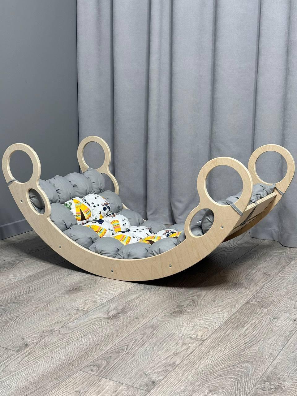 Дитяче ліжечко качалка з матрасиком 66 БОНБОН, дитяча качалка, качалка для дітей, балансир, дитяча гойдалка балансир, качалка, фото 1