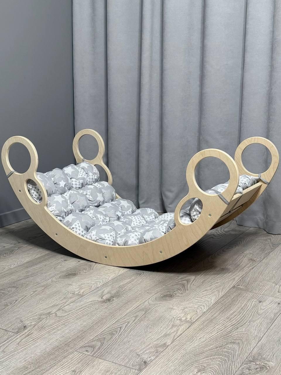 Дитяче ліжечко качалка з матрасиком 67 БОНБОН, дитяча качалка, качалка для дітей, балансир, дитяча гойдалка балансир, качалка, фото 1