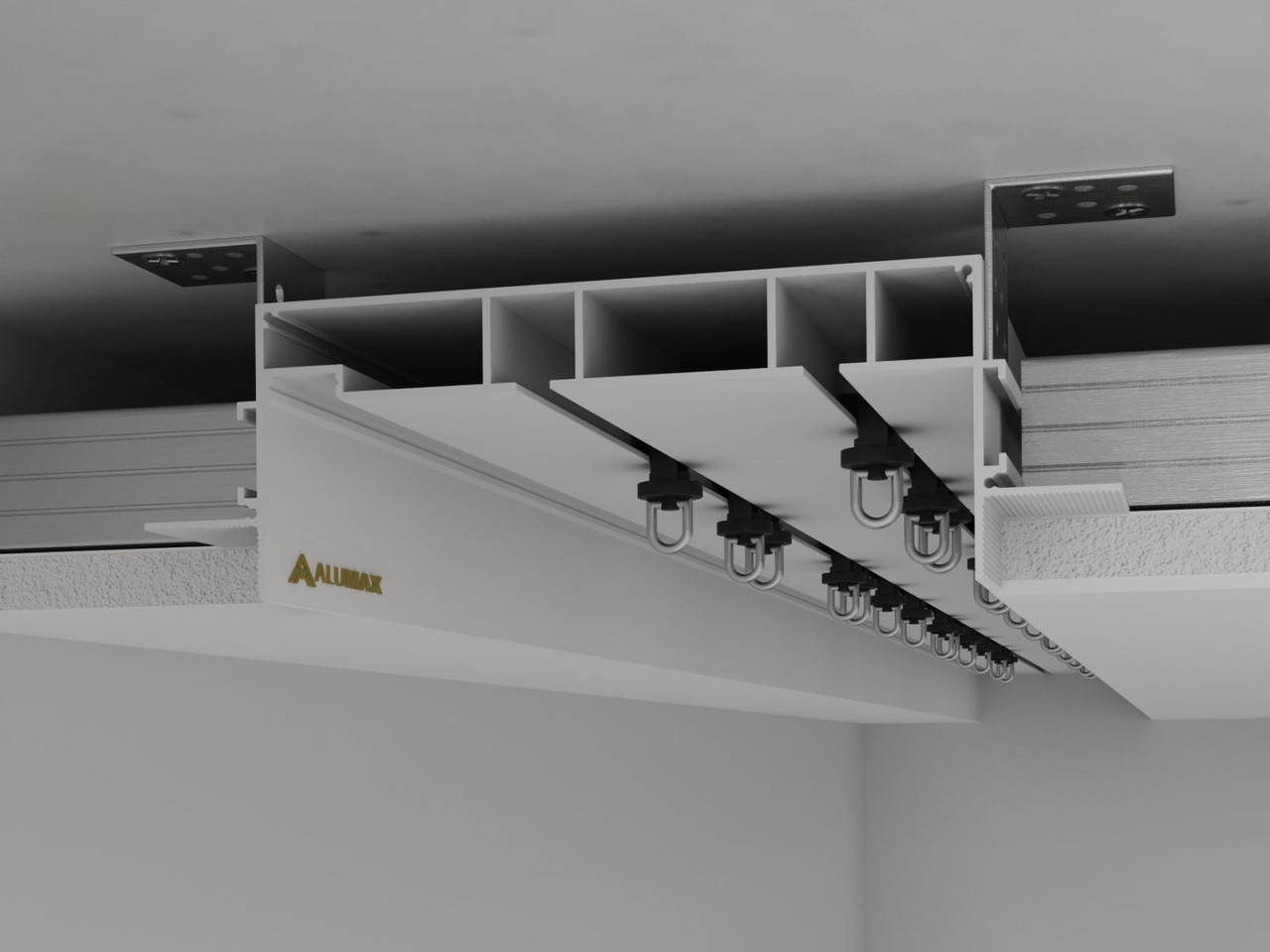 Дворядний карниз прихованого монтажу 172х53 з Led підсвіткою Без Покриття