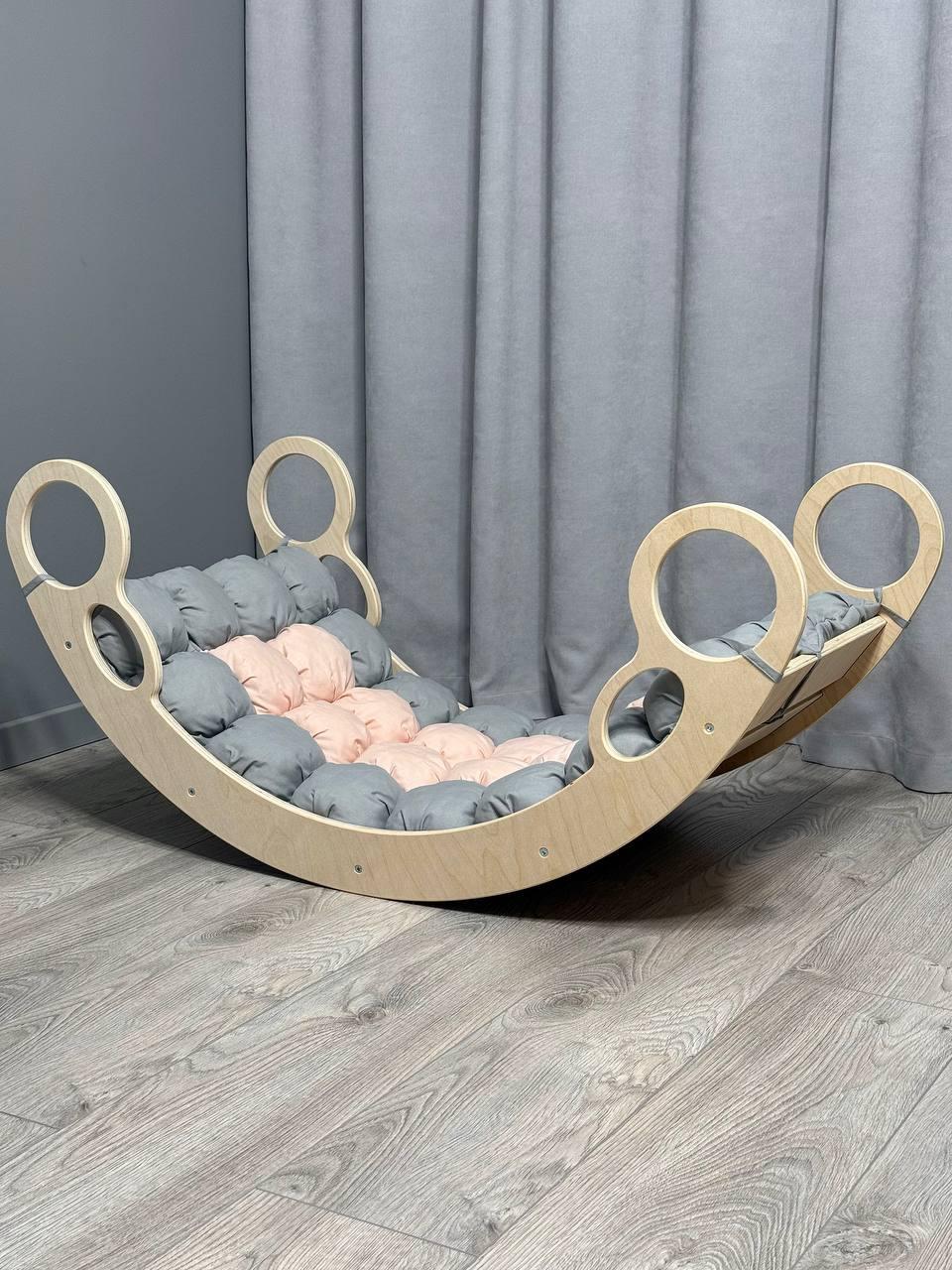 Дитяче ліжечко качалка з матрасиком 68 БОНБОН, дитяча качалка, качалка для дітей, балансир, дитяча гойдалка балансир, качалка, фото 1