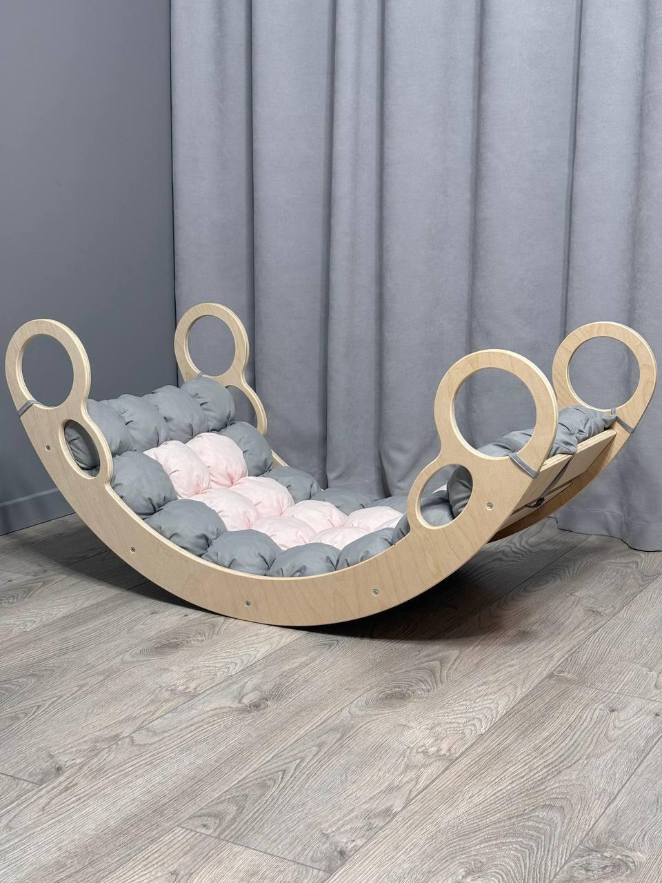 Дитяче ліжечко качалка з матрасиком 70 БОНБОН, дитяча качалка, качалка для дітей, балансир, дитяча гойдалка балансир, качалка, фото 1