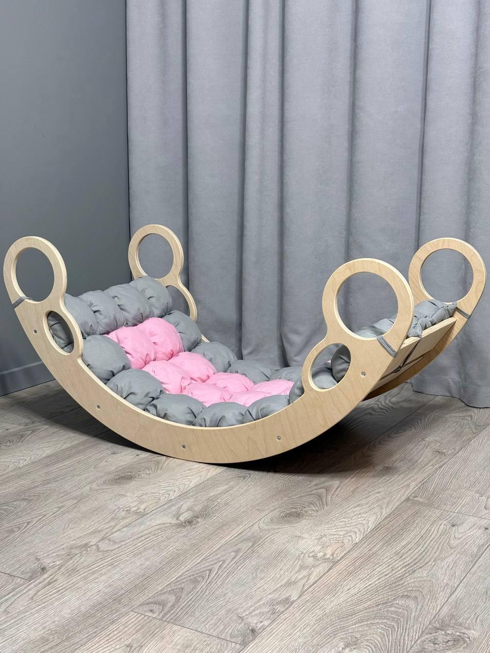 Дитяче ліжечко качалка з матрасиком 71 БОНБОН, дитяча качалка, качалка для дітей, балансир, дитяча гойдалка балансир, качалка, фото 1