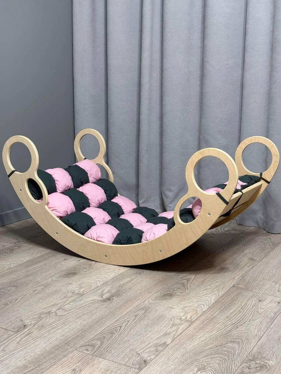 Дитяче ліжечко качалка з матрасиком 72 БОНБОН, дитяча качалка, качалка для дітей, балансир, дитяча гойдалка балансир, качалка, фото 1