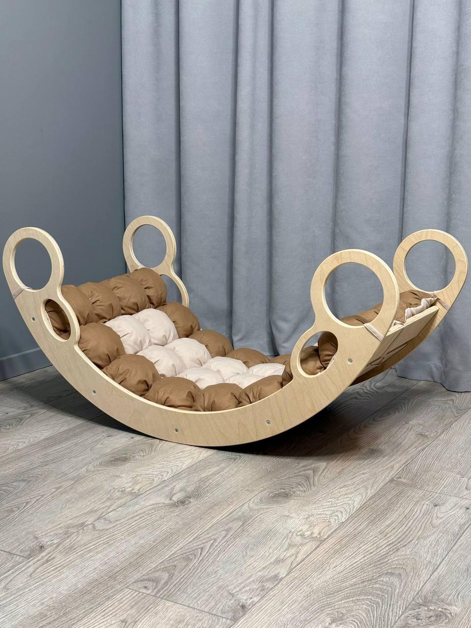 Дитяче ліжечко качалка з матрасиком 76 БОНБОН, дитяча качалка, качалка для дітей, балансир, дитяча гойдалка балансир, качалка, фото 1