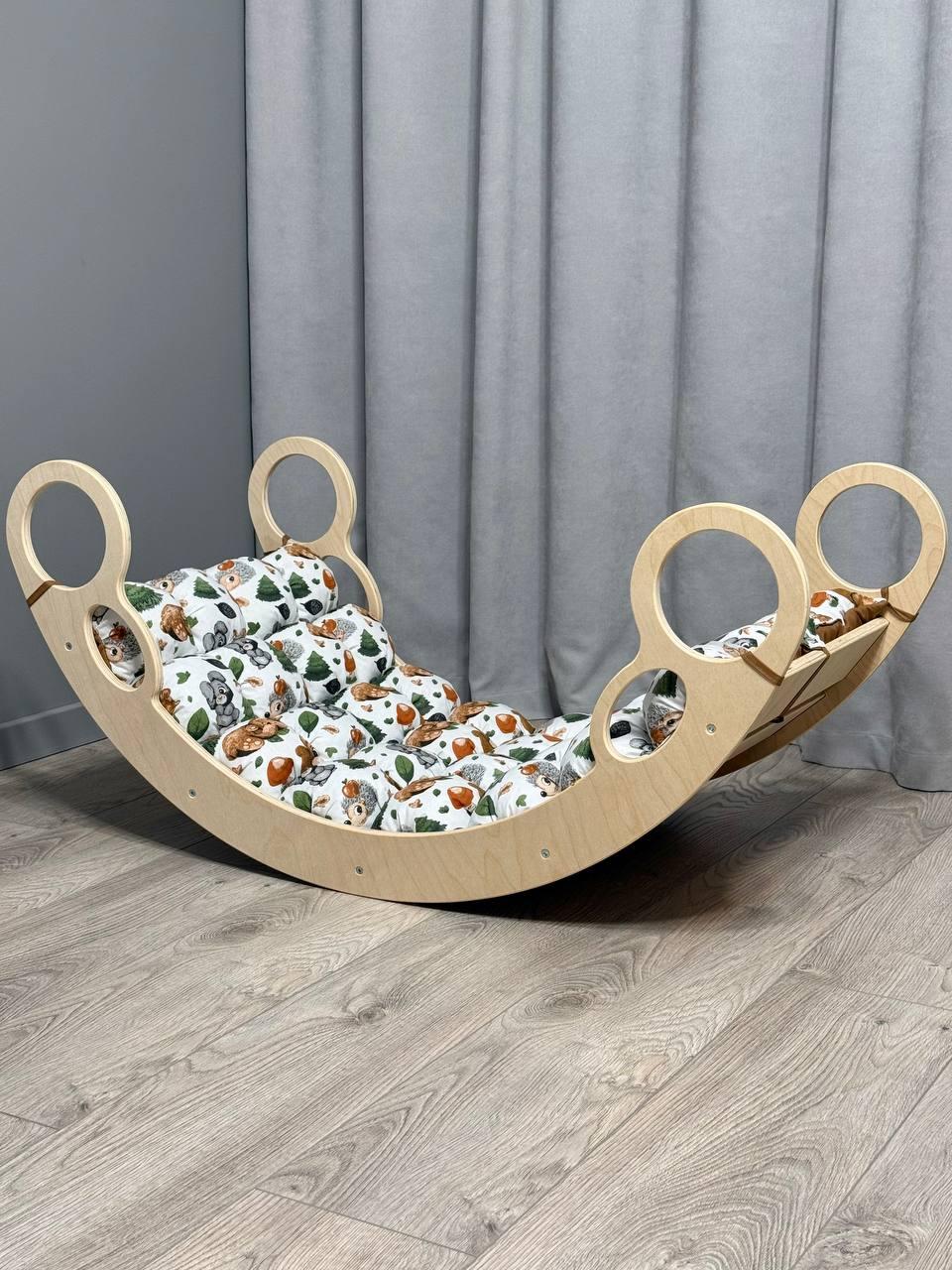 Дитяче ліжечко качалка з матрасиком 77 БОНБОН, дитяча качалка, качалка для дітей, балансир, дитяча гойдалка балансир, качалка, фото 1