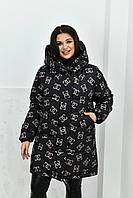 Женская зимняя стильная длинная куртка с рисунком, норма и батал , разные цвета, р.42-56