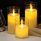 Декоративні свічки на батарейках 3 шт. 10 см, 12,5 см, 15 см набір штучних свічок, фото 7