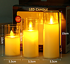 Декоративні свічки на батарейках 3 шт. 10 см, 12,5 см, 15 см набір штучних свічок, фото 4