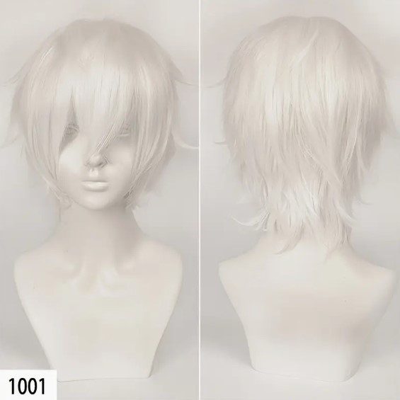 Перука з чубчиком волосся Косплей Біла Аніме термоволокно, фото 1
