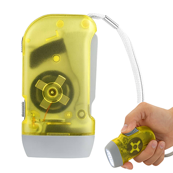 Ліхтар з ручним зарядом, 3 світлодіоди, Жовтий / Динамо-ліхтар / Світлодіодний ліхтарик / Динамічний ліхтар