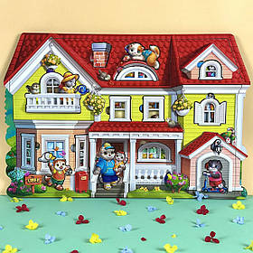 Дитячий деревʼяний розвиваючий фігурний пазл Котячий будинок Літо 95 дет Ubee (ПСД272)