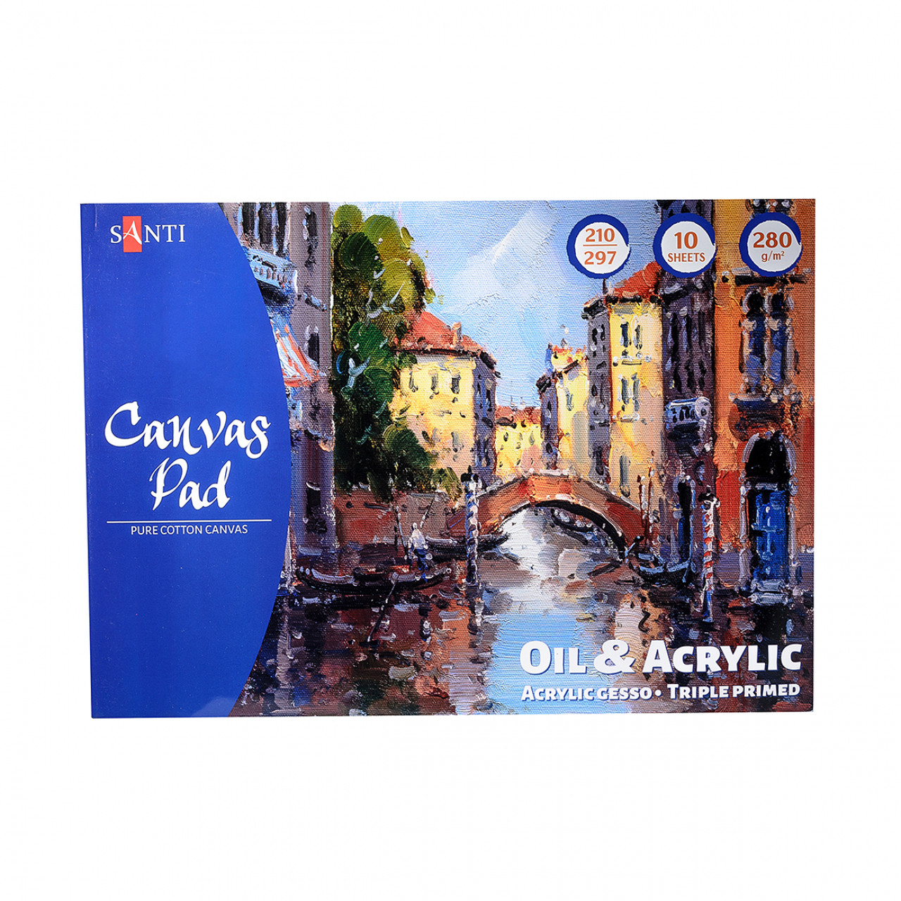 Склейка А4 бавовняне полотно для олійних та акрилових фарб 280 гм 10 аркушів Santi, 742550, фото 1