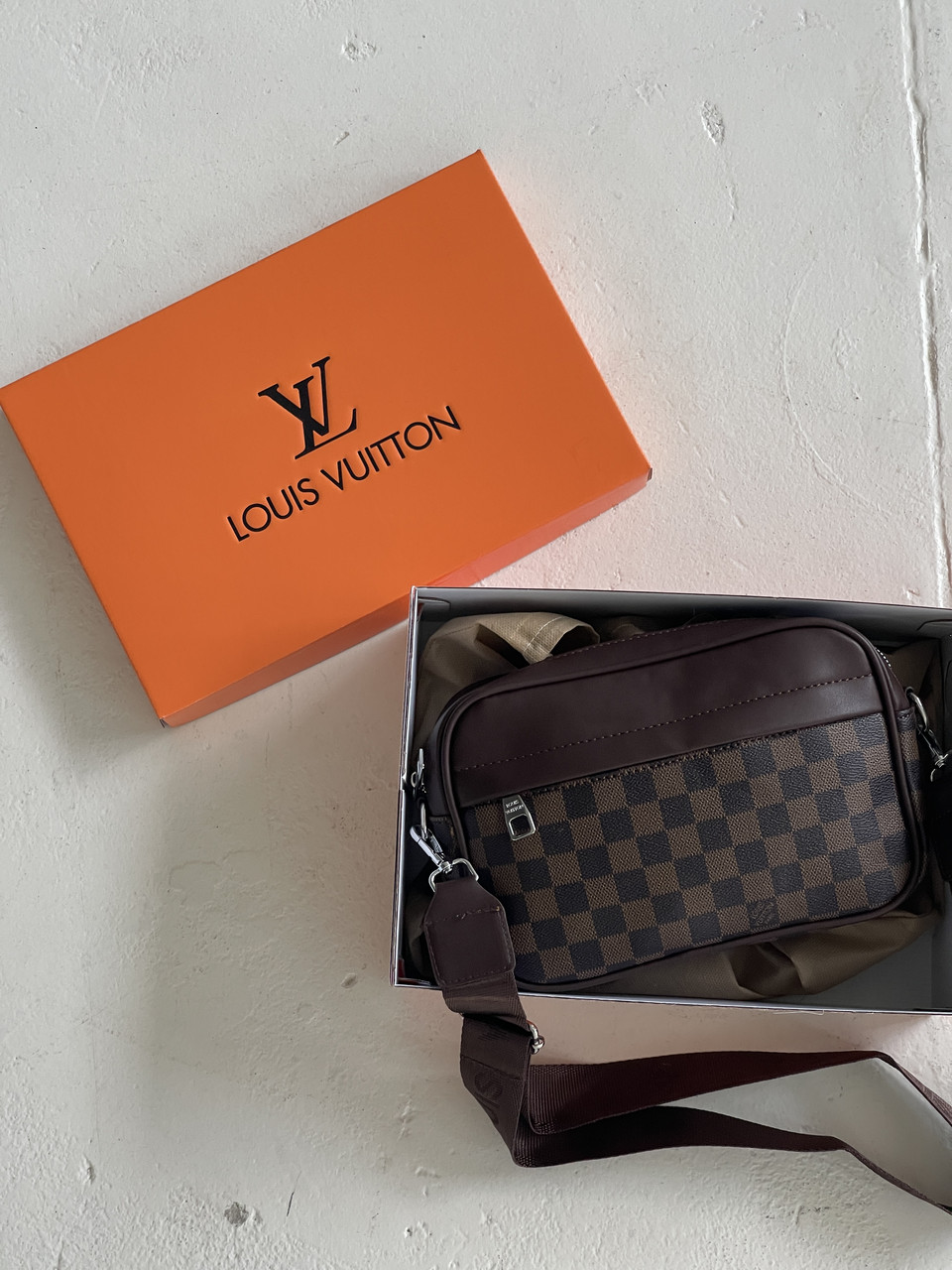 Чоловіча сумка месенджер Louis Vuitton Graham крос боді через плече коричневий картатий Луї Віттон, фото 1