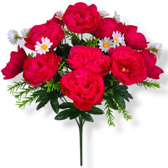 Штучні квіти букет півонії з ромашками Колор, 48см, фото 1