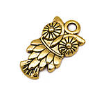 Кулон Сова, Метал, Античне Золото, 20x11x3мм, Отвір 2мм, 10 шт, фото 2