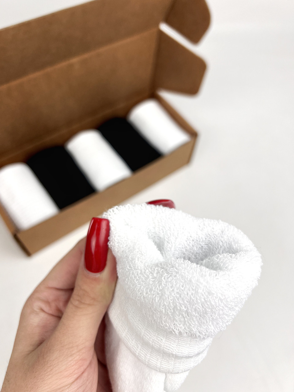 Махрові без лого чоловічи високі термо в крафт боксі 3 Білі 2 Чорні - 5 пар, фото 1