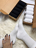 Махрові теплі високі білі чоловічі термо в крафт боксі 5 пар шкарпеток