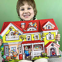 Дитячий деревʼяний розвиваючий фігурний пазл Котячий будинок Літо 95 дет Ubee (ПСД272), фото 2
