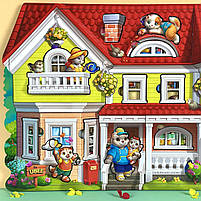 Дитячий деревʼяний розвиваючий фігурний пазл Котячий будинок Літо 95 дет Ubee (ПСД272), фото 4