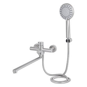 Змішувач для ванни Lidz Aria 005 з поворотним виливом (з душовим гарнітуром) (k35) LDARI005NKS34939 Nickel