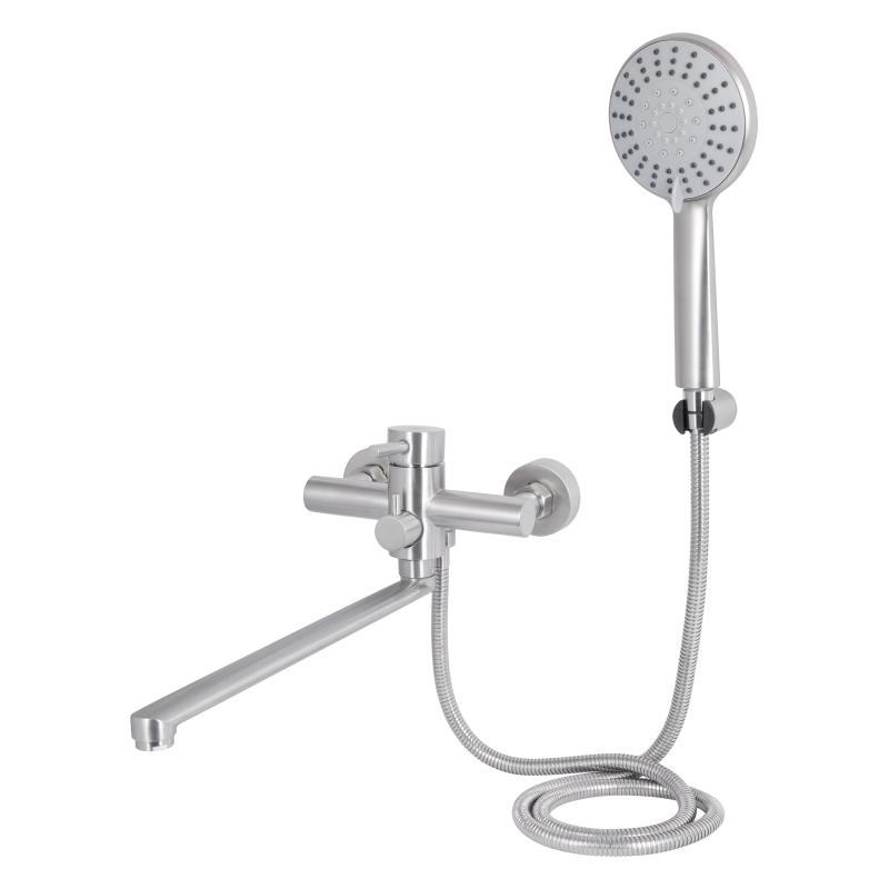 Смеситель для ванны Lidz Aria 005 с поворотным изливом (c душевым гарнитуром) (k35) LDARI005NKS34939 Nickel, фото 1